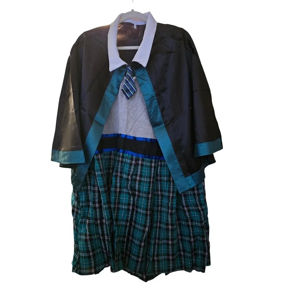 Leg Avenue‎ Sinister Spell Caster Costume Plus Size 3X/4X Green Plaid Dress Cape - Picture 3 of 6